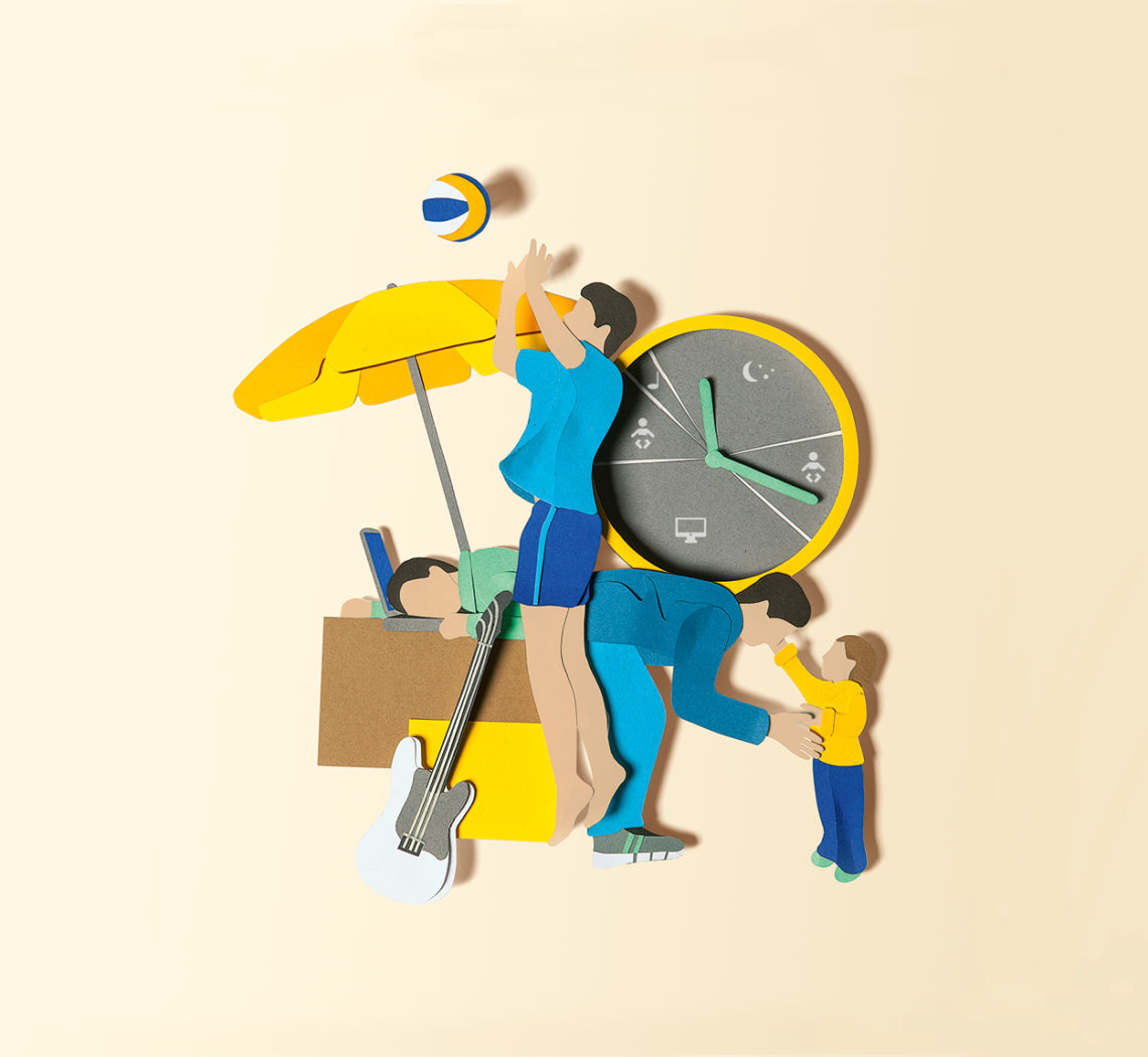 Vaterschaft Papercraft Thema Zeiteinteilung, Paternity Papercraft topic time management