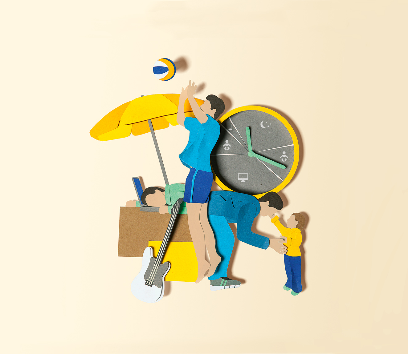Vaterschaft Papercraft Thema Zeiteinteilung, Paternity Papercraft topic time management