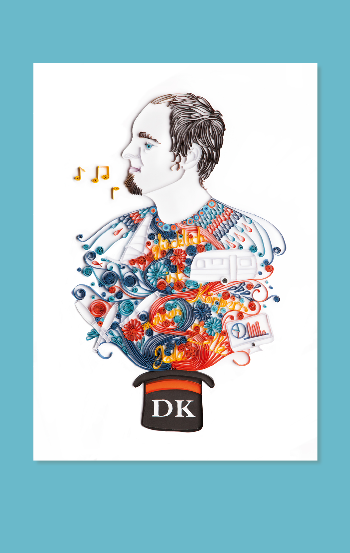 Papercraft-Portrait eines Kollegen. Papercraft portrait of a colleague.